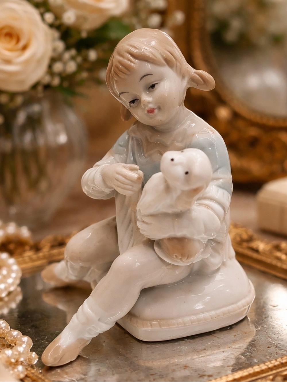 Vintage Hand Painted Figurine Girl